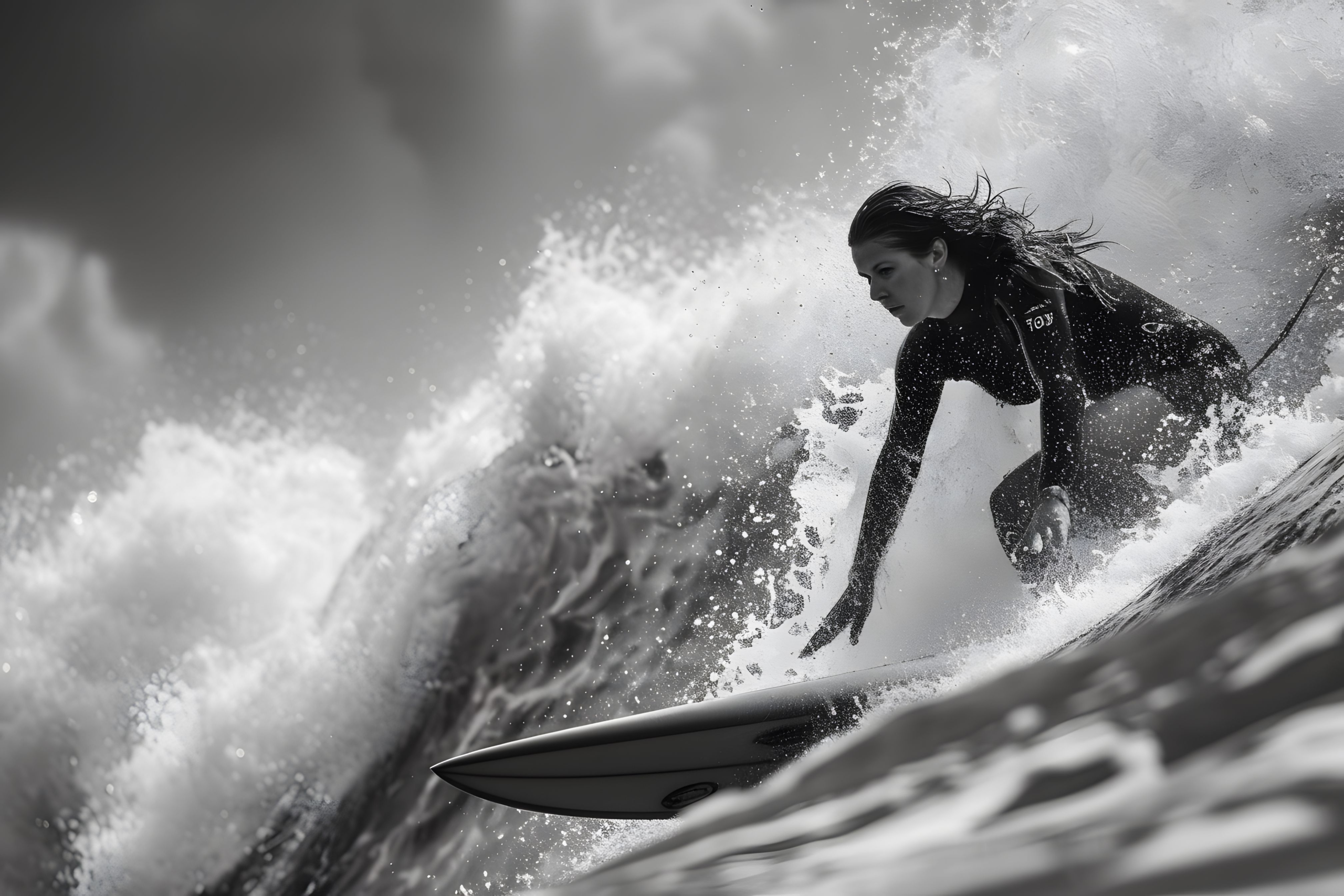 monochrome-portrait-person-surfing-amongst-waves